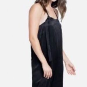 Lunya Black Silk Satin Jumpsuit Medium